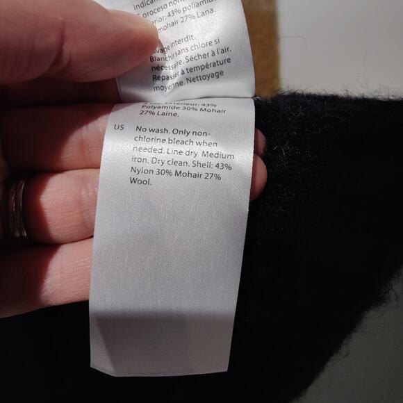 COS Mens Sz L Regular Fit Thick Wool Mohair Blend Sweater Colorblock Brown Black - Picture 4 of 6